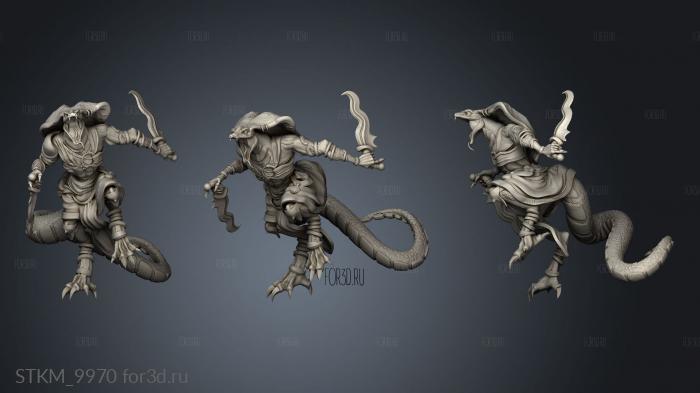 Ruins Madness Serpentfolk Warrior Attacking stl model for CNC