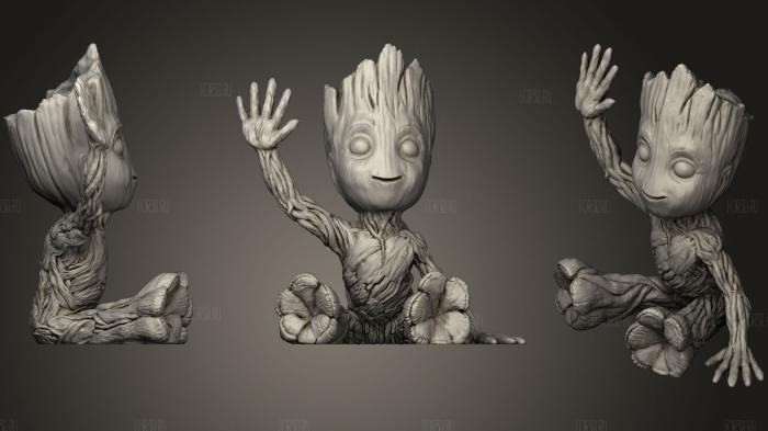 Baby Groot Waving Air Plant 3d stl for CNC