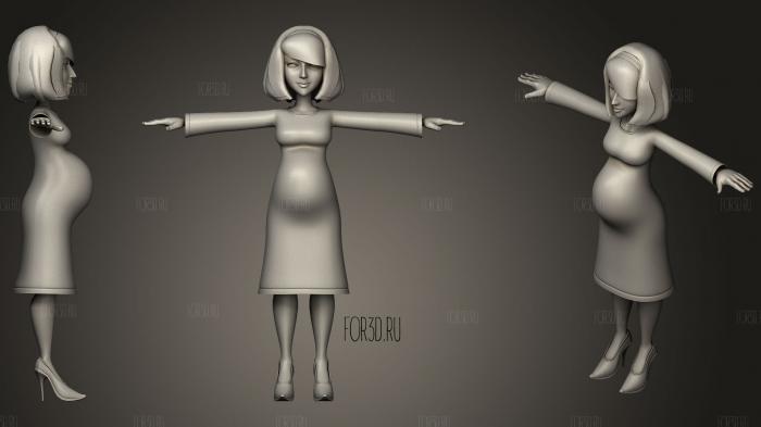Мультфильм Беременная женщина 3d stl модель для ЧПУ