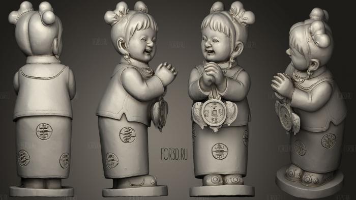Chinese Classic Boy And Girl Sculpture1 3d stl for CNC