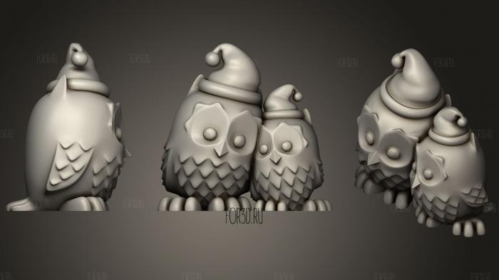 Christmas Cuddling Owls 3d stl for CNC