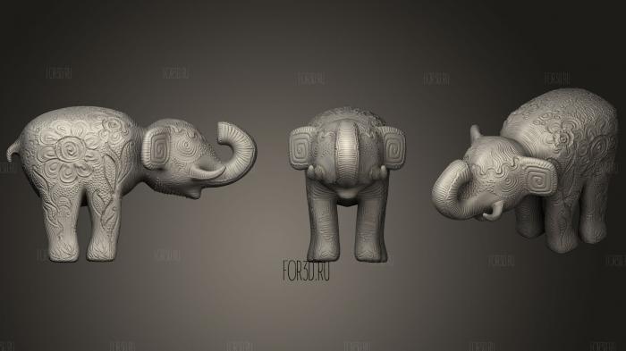 Clay elephant printable 3d stl for CNC