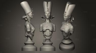 Complete Egypt Chess Set Queen stl model for CNC