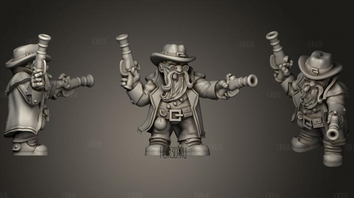 Dual Wield Pistol Dwarf Gunslinger 3d stl for CNC