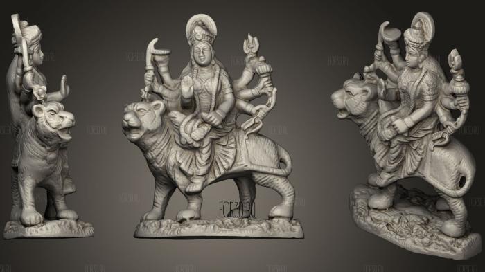 Durga Riding A Tiger 3d stl for CNC