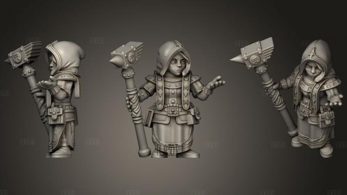 Dwarf Woman Rune Priest 3d stl for CNC