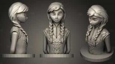 Frozen Anna Bust Fixed (No Logo) stl model for CNC