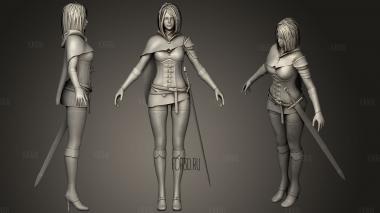 GAME READY Swordsman Girl stl model for CNC