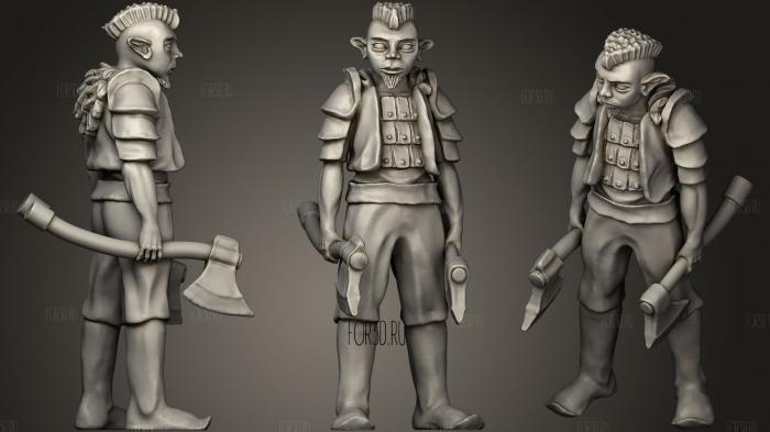 Gnome Warrior Miniature 3d stl for CNC