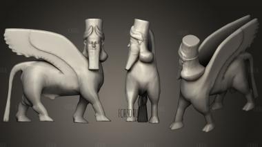 Human headed winged bull lamassu 2 stl model for CNC