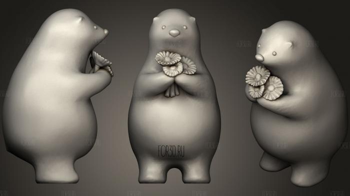 Kumaty   Polar Bear And Flowers 3d stl for CNC