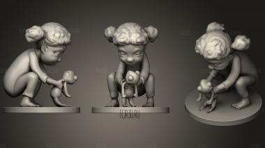 Little Girl And Frog stl model for CNC