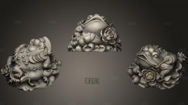 Lotus frog decoration sculpture stl model for CNC