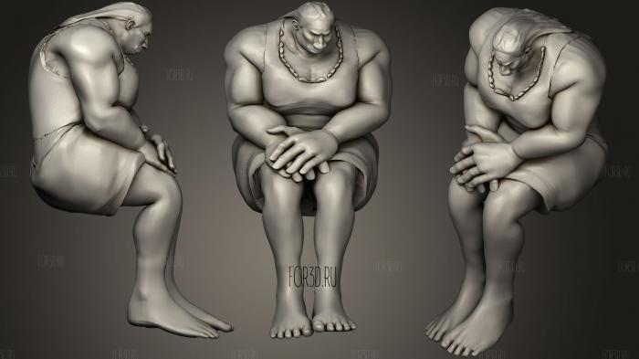 Moog Sitting Female Hill Giant 3d stl for CNC