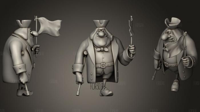 Pirate Captain John Silver 3d stl for CNC