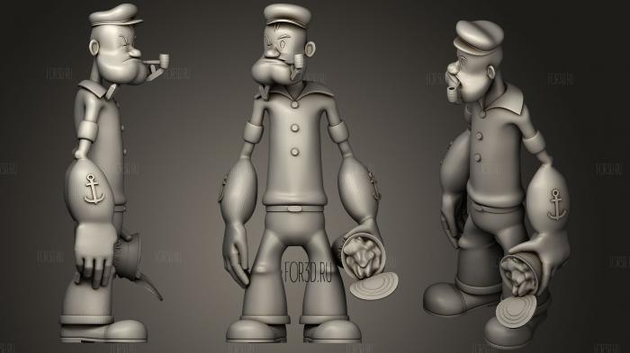 Popeye With Spinach 3d stl for CNC