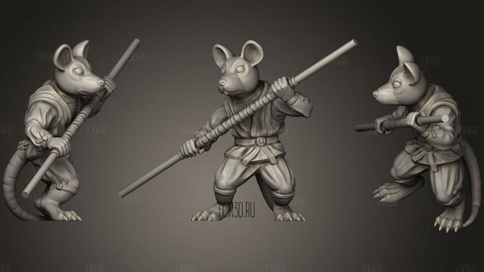 Ratfolk Ninja With Staff 3d stl for CNC