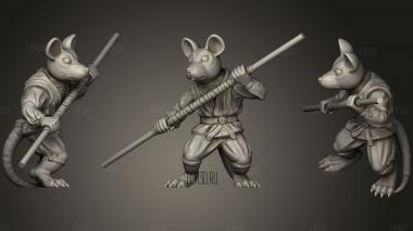 Ratfolk Ninja With Staff stl model for CNC