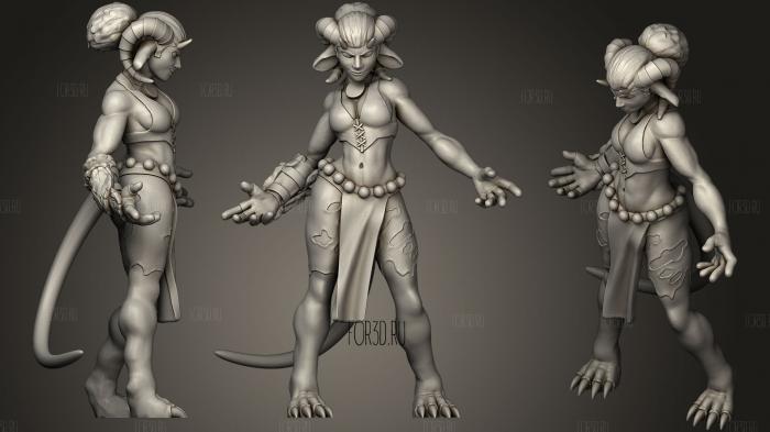 Tiefling Warlock Miniature 3d stl for CNC