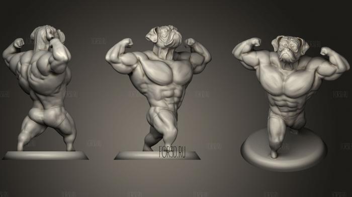 Ultra Swole Boxer Dog Bodybuilder 3d stl for CNC