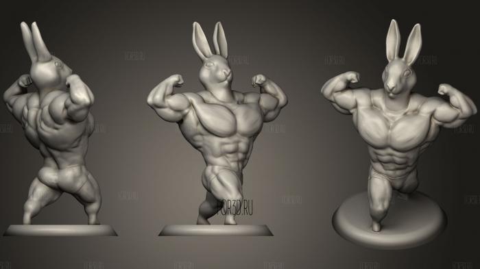 Ultra Swole Rabbit Bunny Bodybuilder 3d stl for CNC