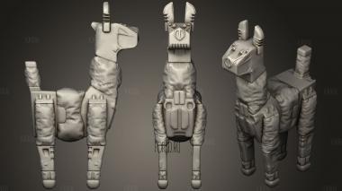 Cyber Llama robot mid poly game ready stl model for CNC