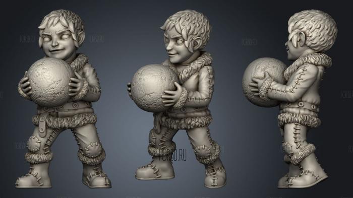 Boy with a snowball 3d stl for CNC