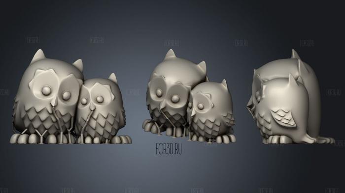 Cuddling Owls Improved 3d stl for CNC