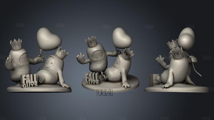 Fall guys diorama valentine day 3d stl for CNC