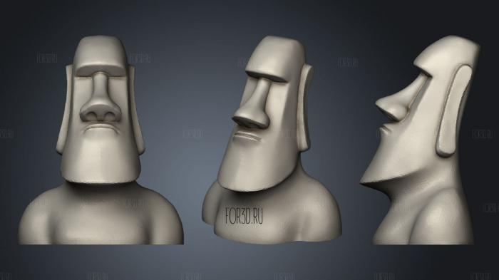 Flat Bottomed Moai 3d stl for CNC