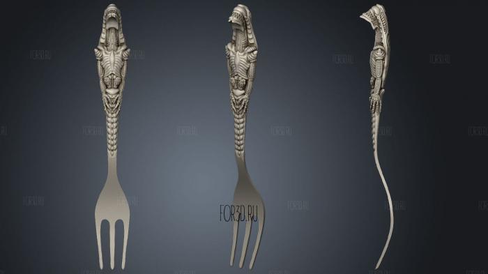 Fork alien 3d stl for CNC