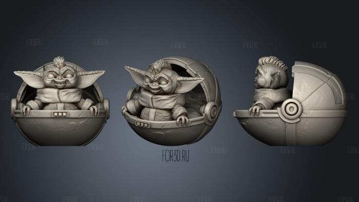 Gremlin Grogu 3d stl for CNC