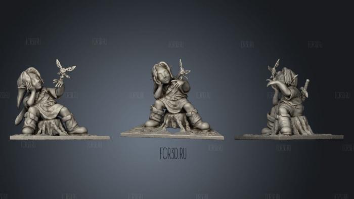 Link Sitting Down Statue 3d stl for CNC