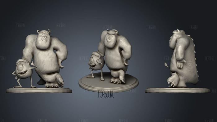 Mike and Sully 3d stl for CNC