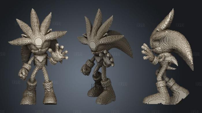 Minecraft Silver The Hedgehog 3d stl for CNC