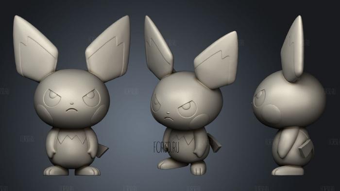 Pichu 2 standing 3d stl for CNC