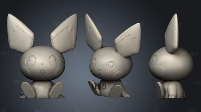 Pichu sitting 3d stl for CNC