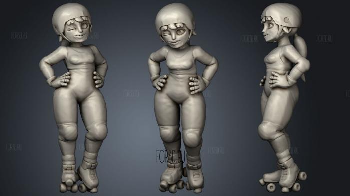 Roller Blades Girl Posing 3d stl for CNC