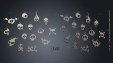 Skull pendants pendants stl model for CNC