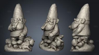 Smoking Gnome With Modded Hat stl model for CNC