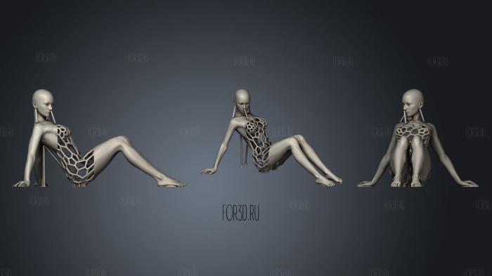 The girl sitting as a crow 3d stl for CNC