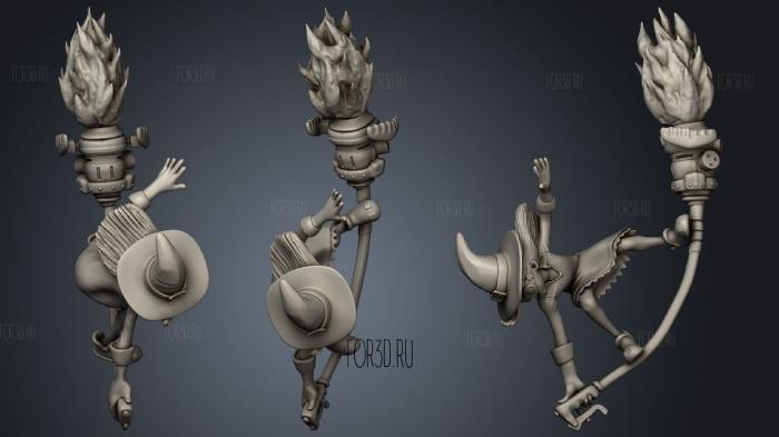 Witch on broom afterburner 3d stl for CNC