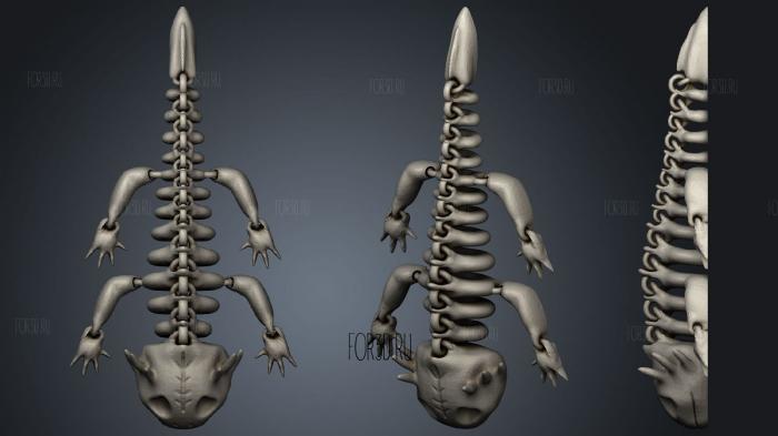 Axolotl skeleton 3d stl for CNC