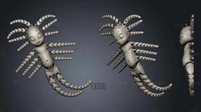 Baby squid alien 3d stl for CNC