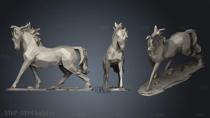 Бегущая Лошадь Низкополигональная 3d stl модель для ЧПУ