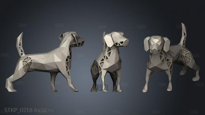 Voronoi Dog Electric Blue stl model for CNC