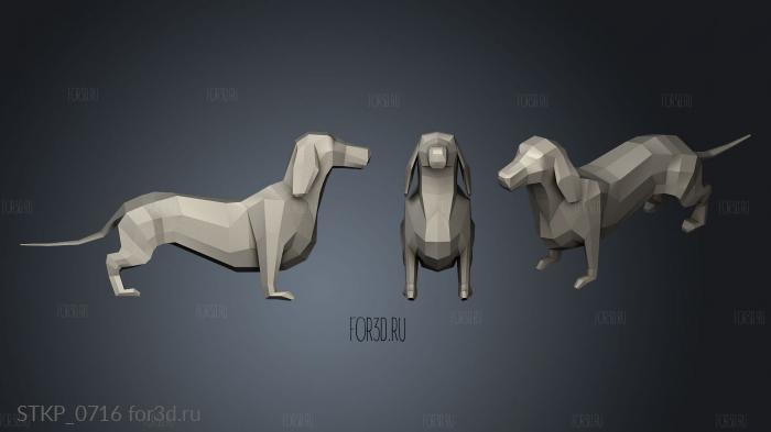 Dachshund Poly Art stl model for CNC