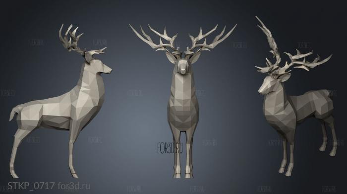 Deer Poly Art stl model for CNC