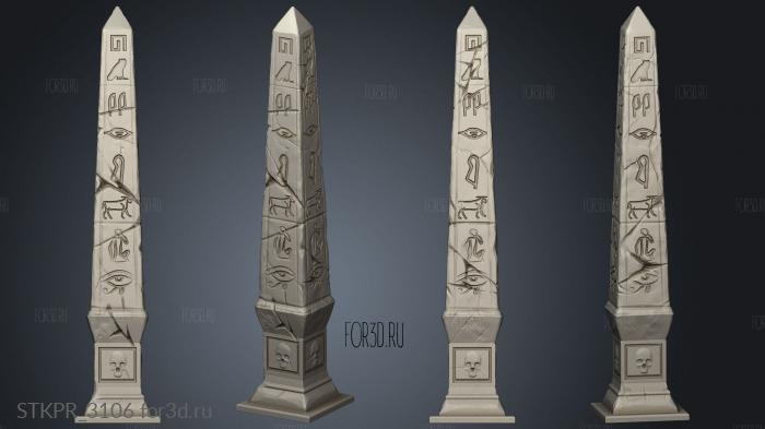 Egyptian Columns Obelisk Column Huge 3d stl for CNC