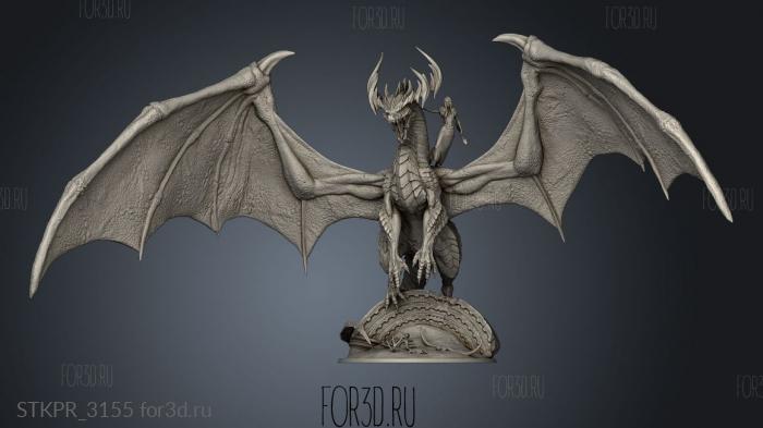 Ancient Green Dragon Mountedver 3d stl for CNC